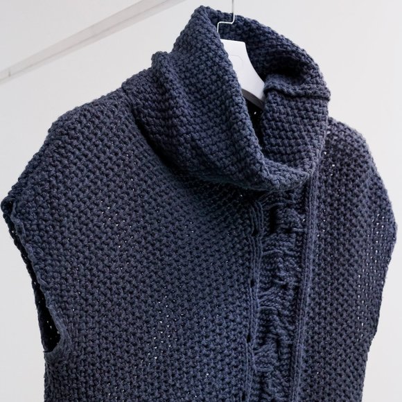 Sarah Pacini Blue Knit Wool Tunic - Picture 1 of 8